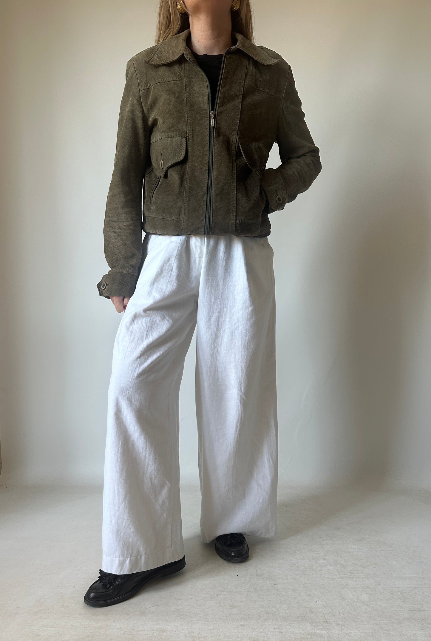 Verdone petite suede bomber