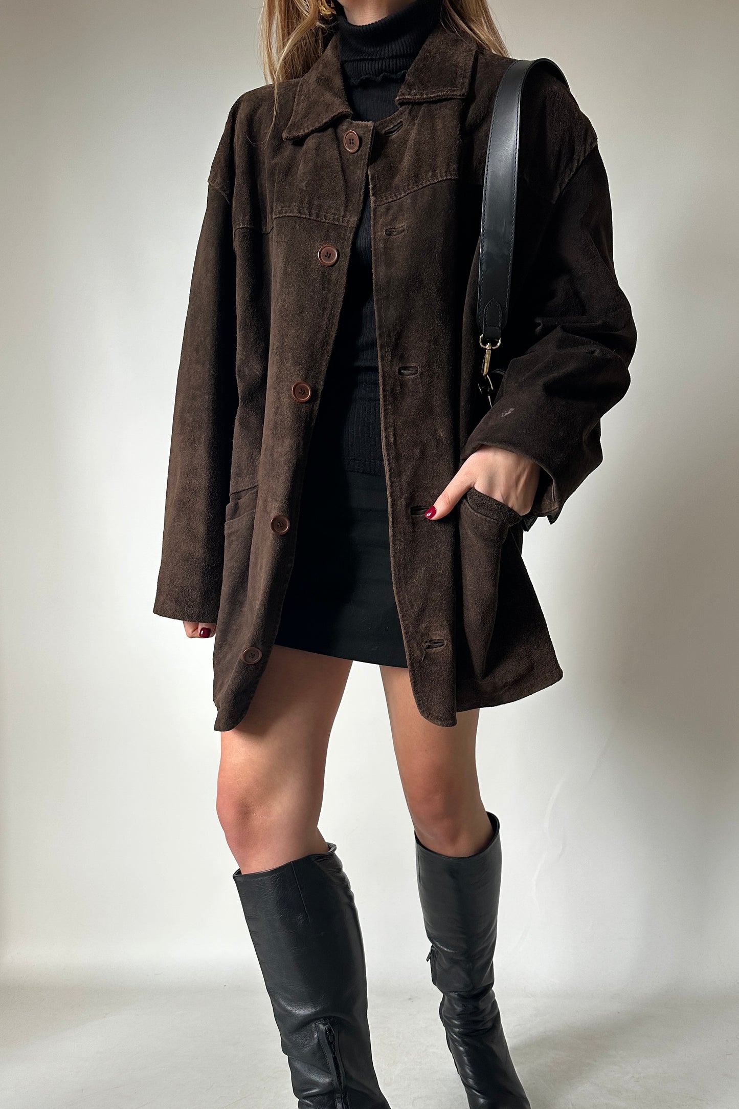 Dark chocolate real suede jacket
