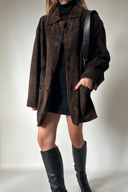 Dark chocolate real suede jacket