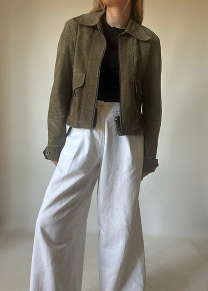Verdone petite suede bomber