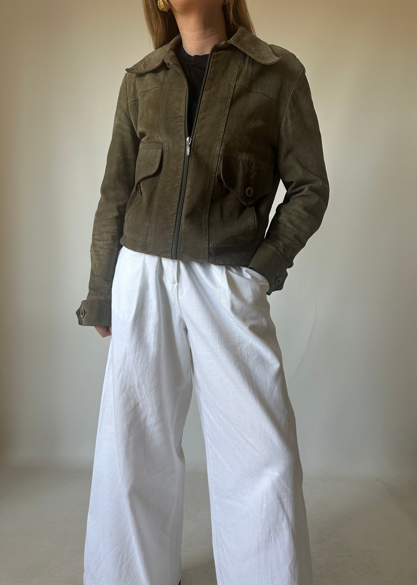 Verdone petite suede bomber
