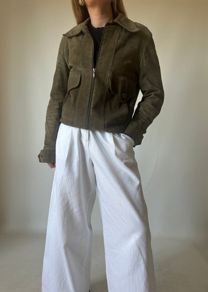 Verdone petite suede bomber