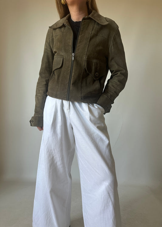 Verdone petite suede bomber