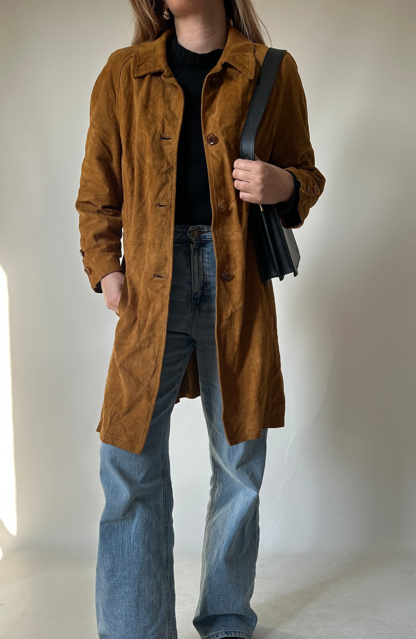 Long suede petite jacket