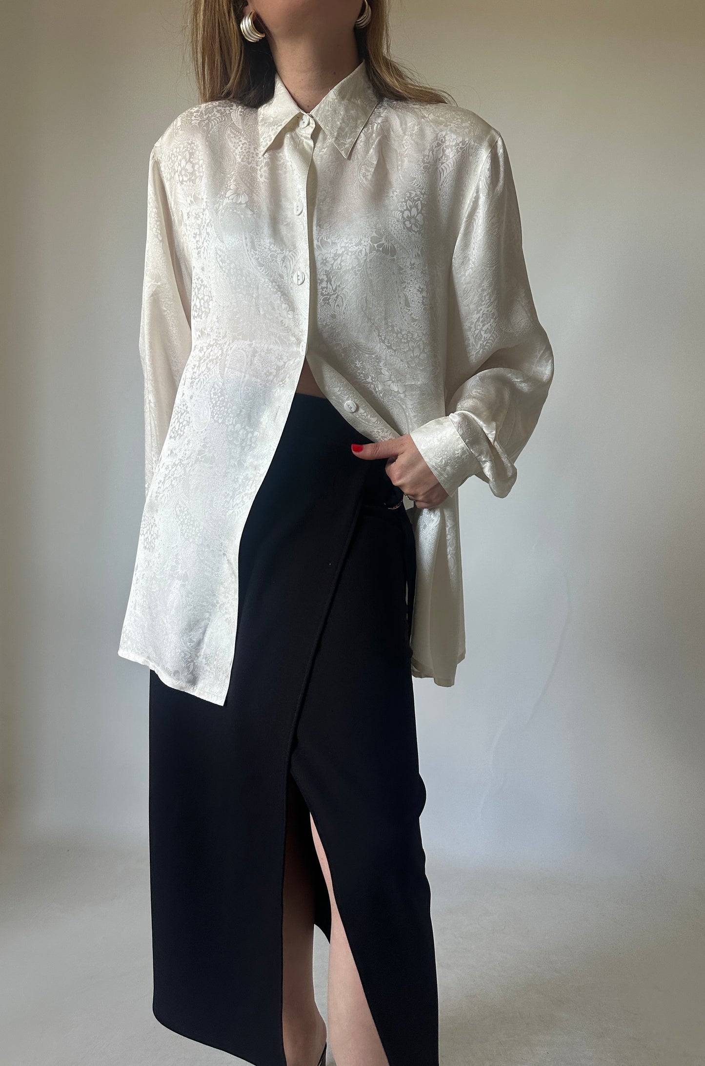 Precious jacquard pure silk shirt