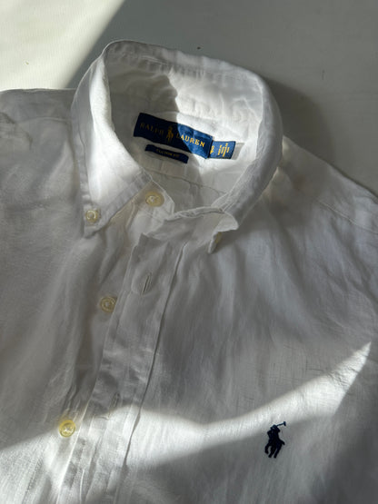 RALPH LAUREN white linen petite shirt