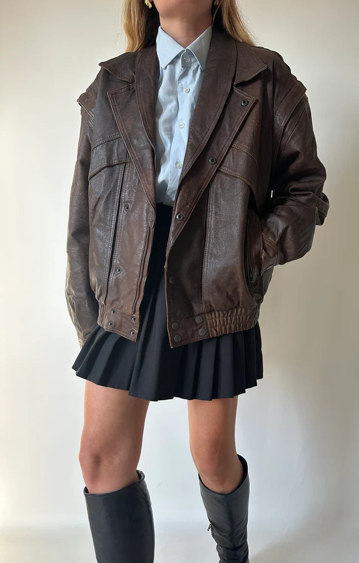 Unique chocolate distressed bomber