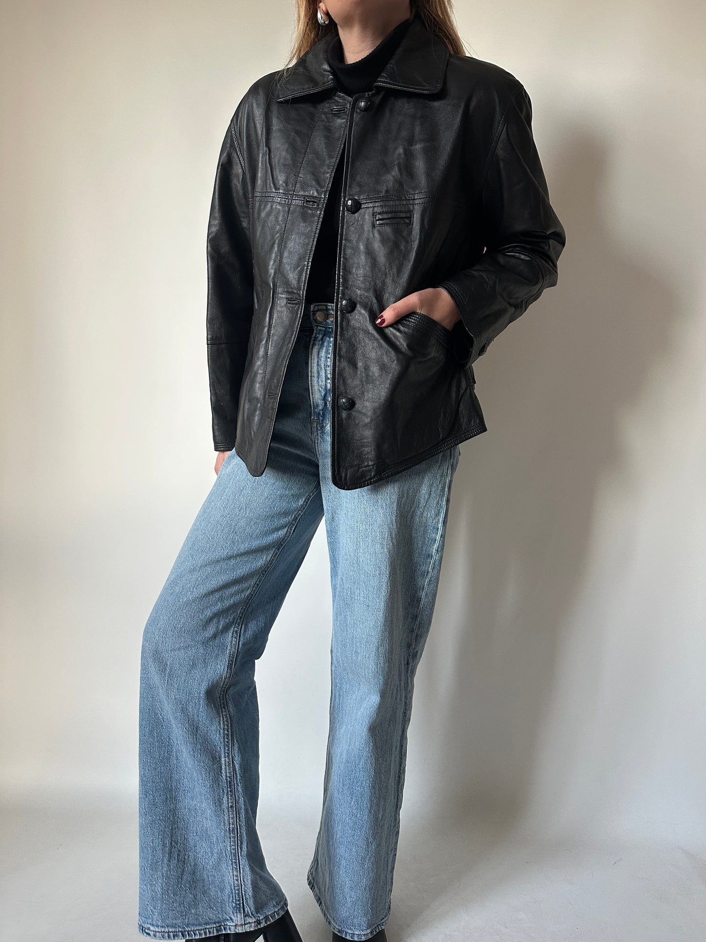 Bomber petite in pelle trapuntato