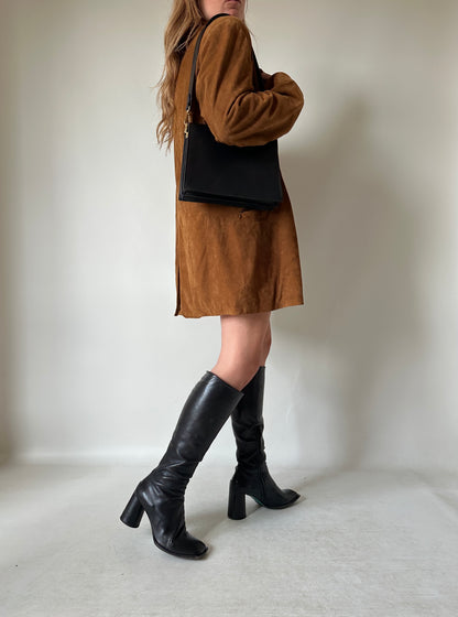 Brown real leather suede jacket