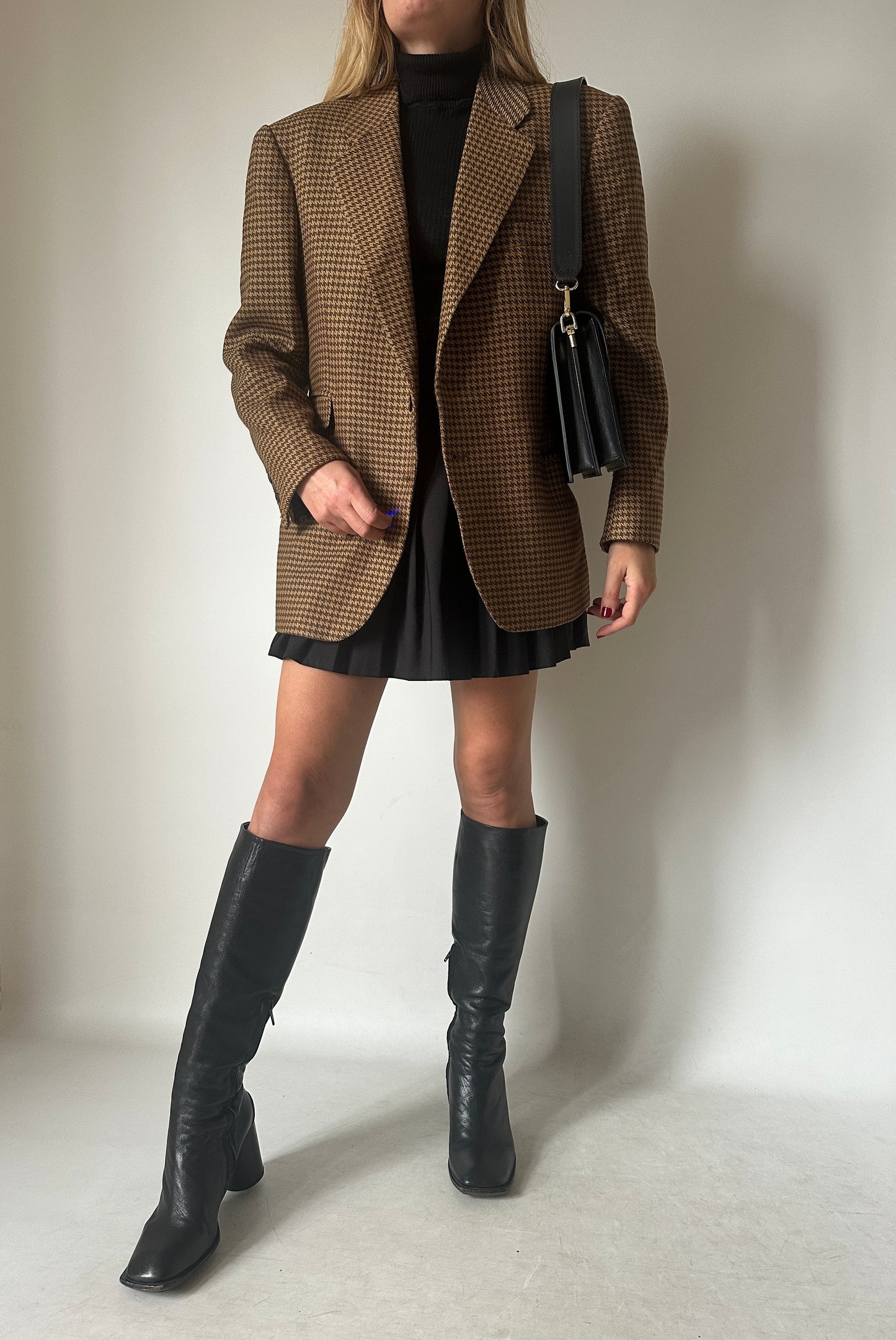 Pied de poule wool blazer coat