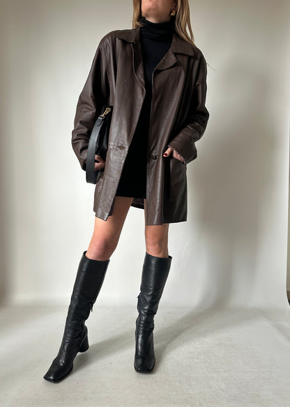 Dark chocolate real leather jacket