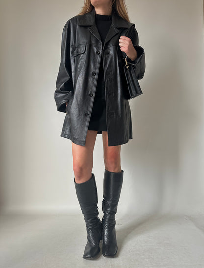 Passpartour black leather jacket