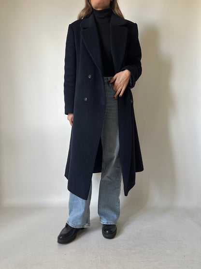 Tailored double-breast wool navy coat
