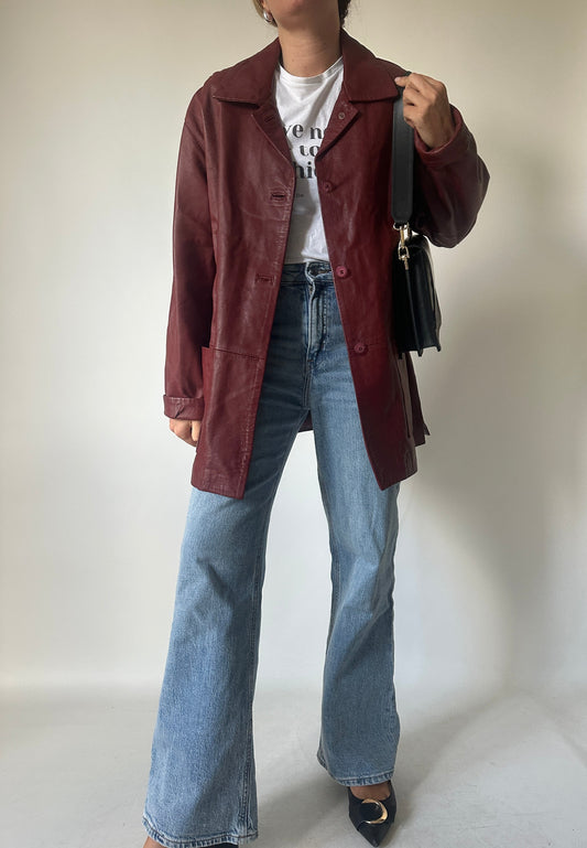 Burgundy leather jacket