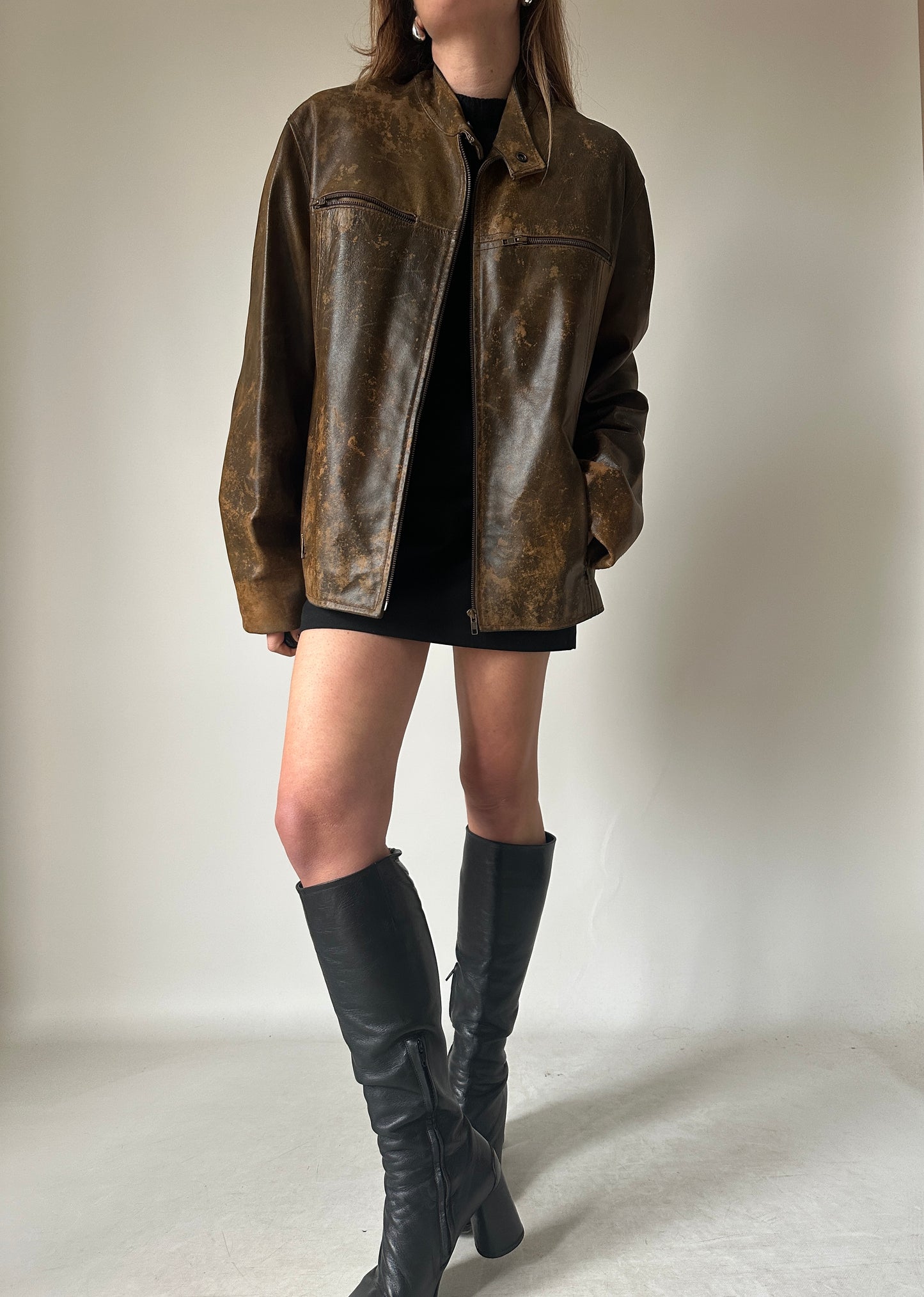 Dreamy distressed rusted leather biker