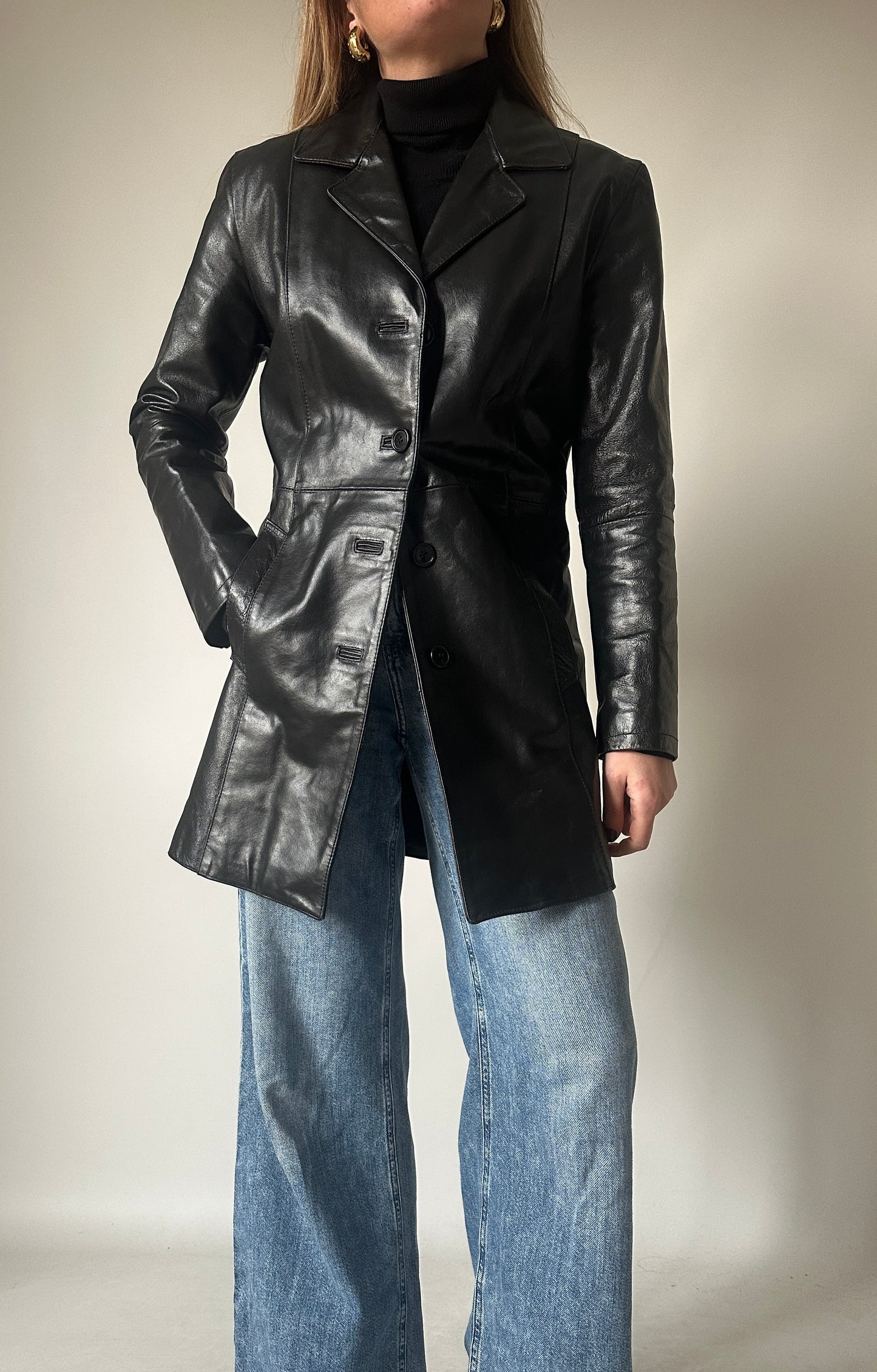 Beautiful leather slim jacket