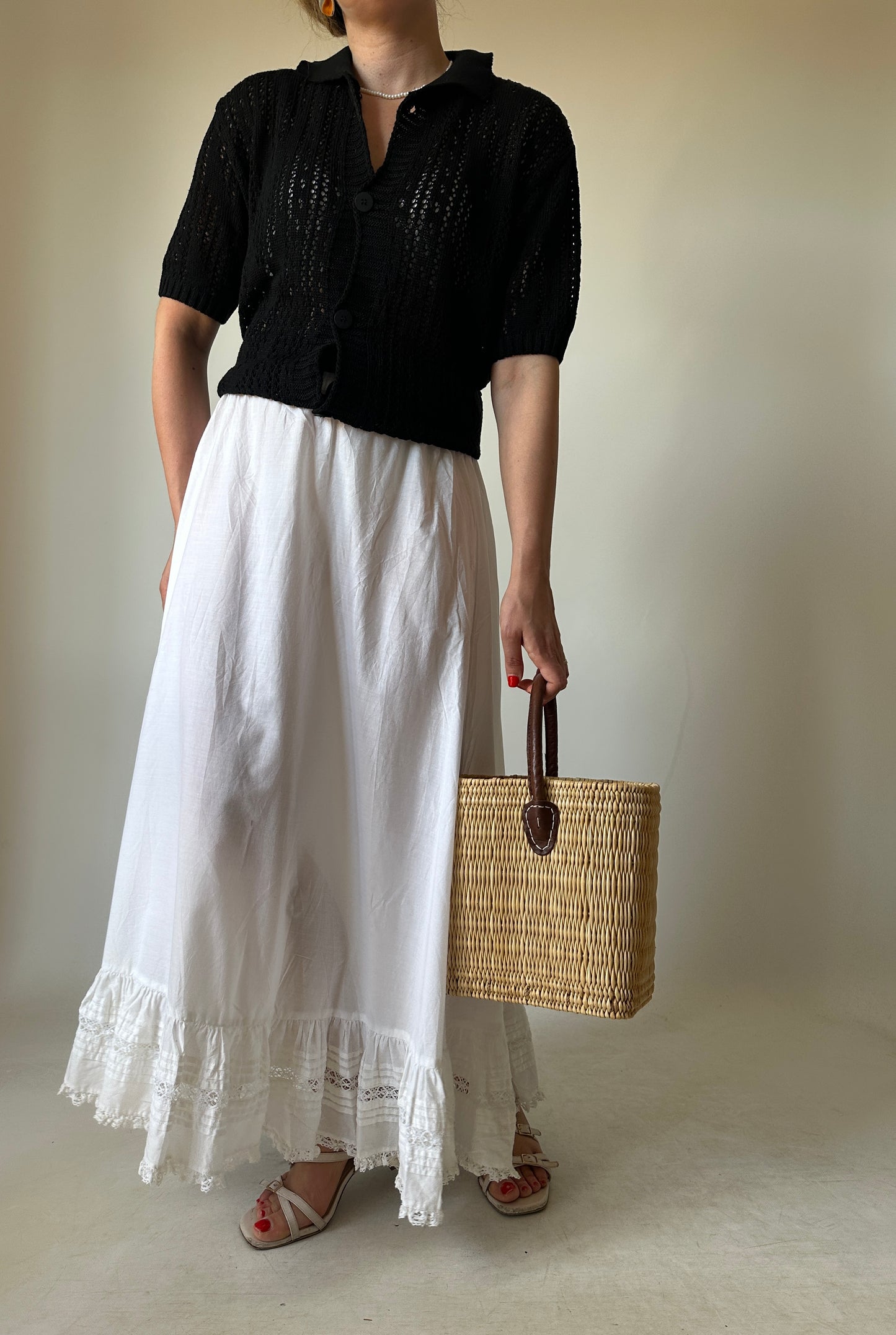 LAURA ASHLEY white cotton skirt