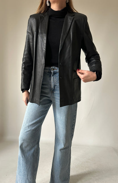 Nappa leather slim blazer