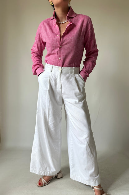 Tailored 100% linen pink shirt