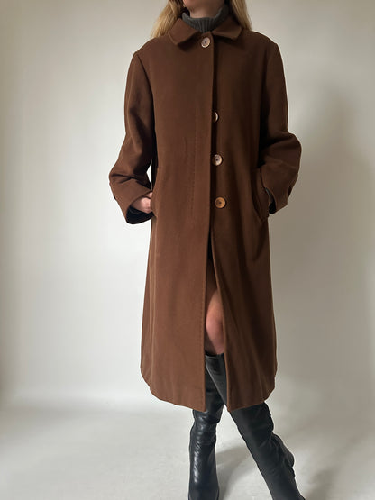Long chocolate wool and cachemire coat