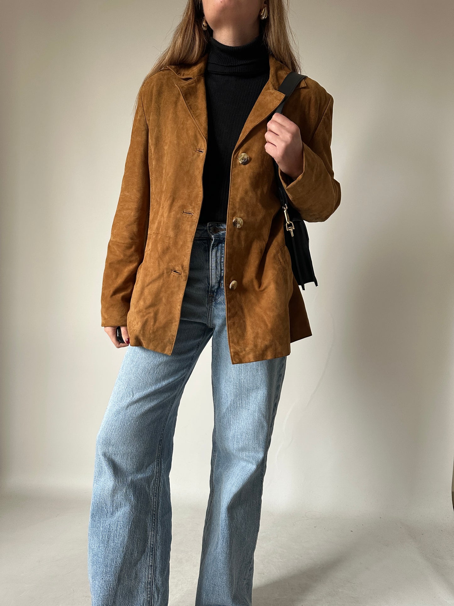 Suede brown petite jacket