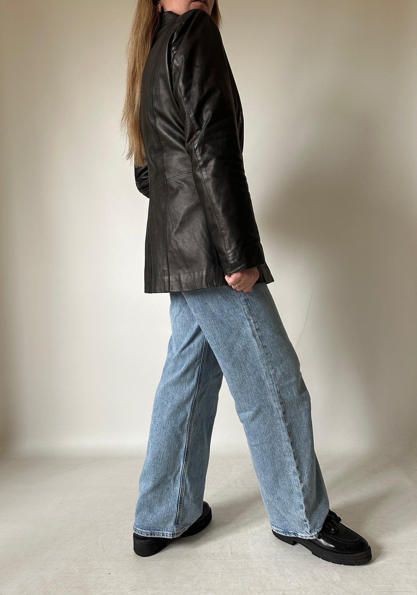 Dark chocolate slim leather jacket