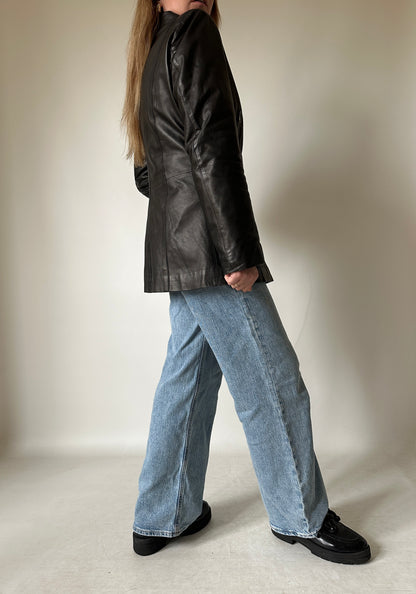 Dark chocolate slim leather jacket