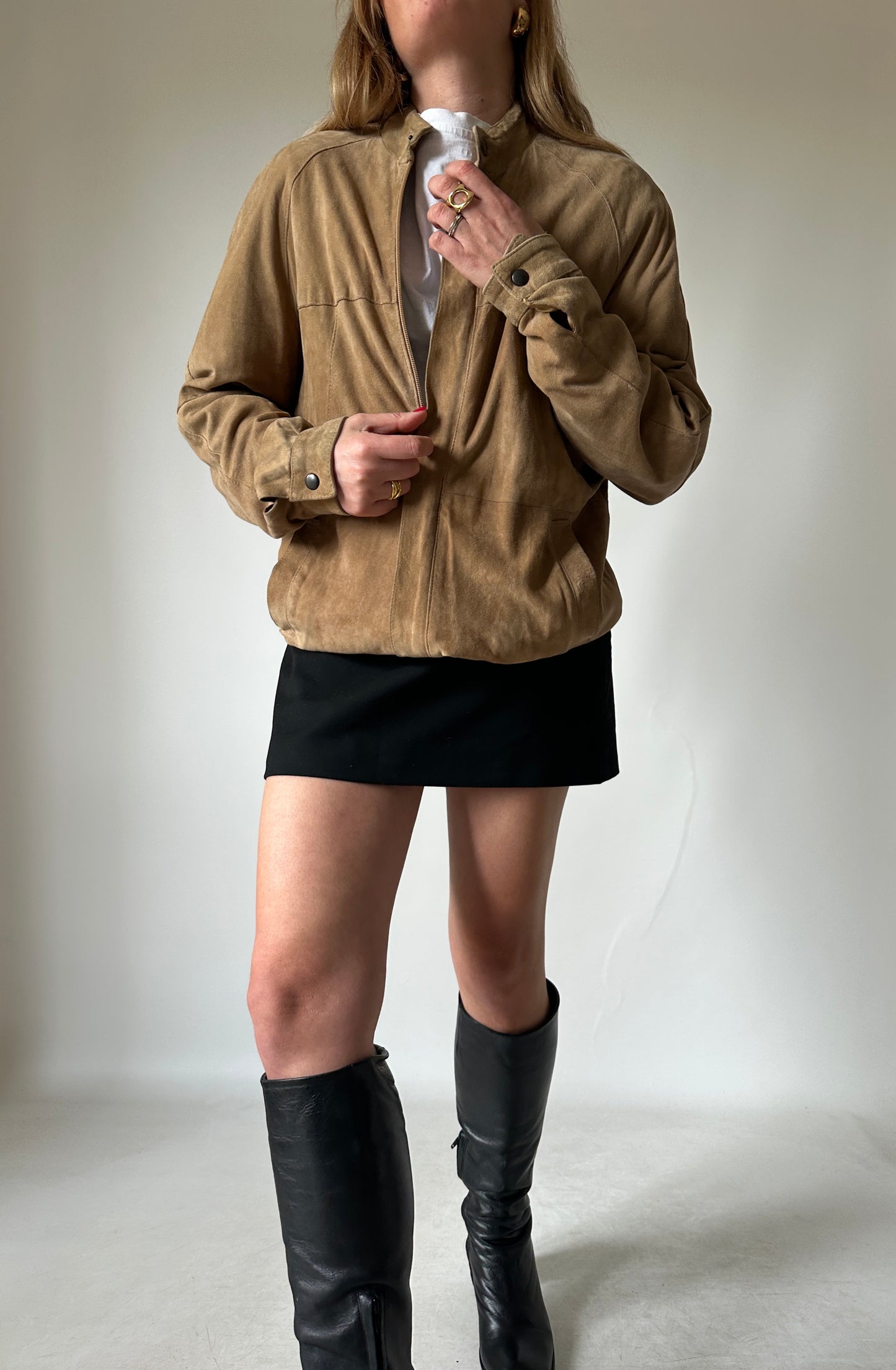 Spring suede bomber