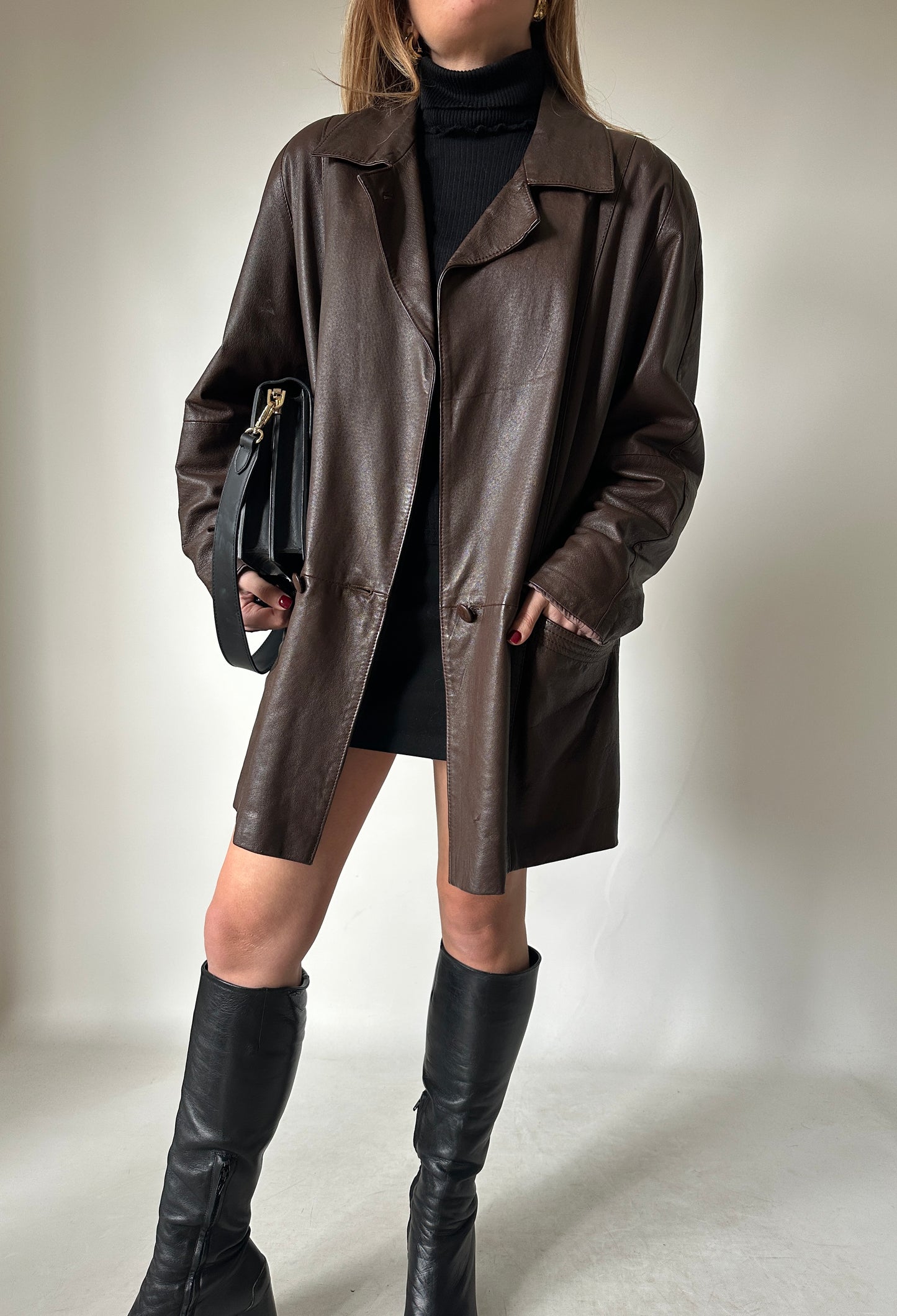 Dark chocolate real leather jacket