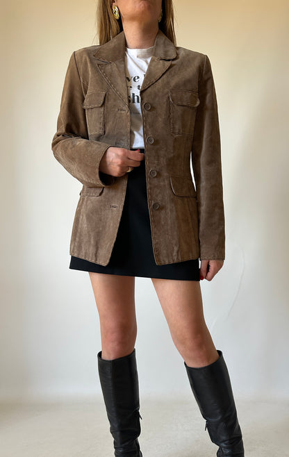 Suede slim utility jacket