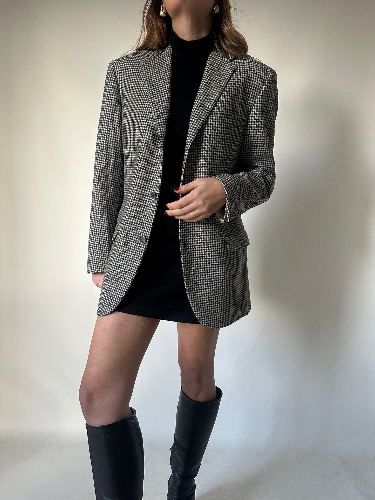 Pied de poule wool blazer