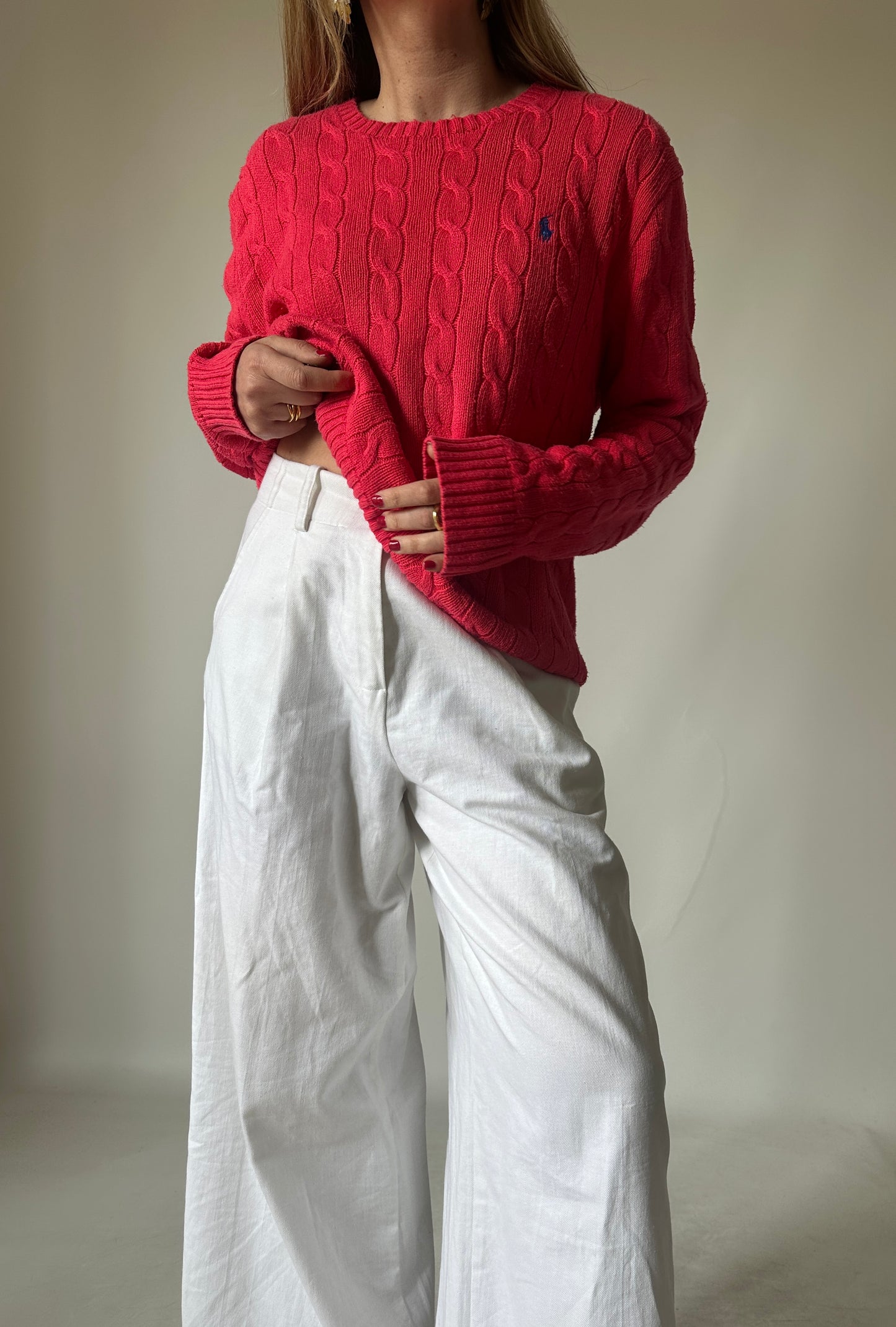 RALPH LAUREN strawberry cable-knit sweater