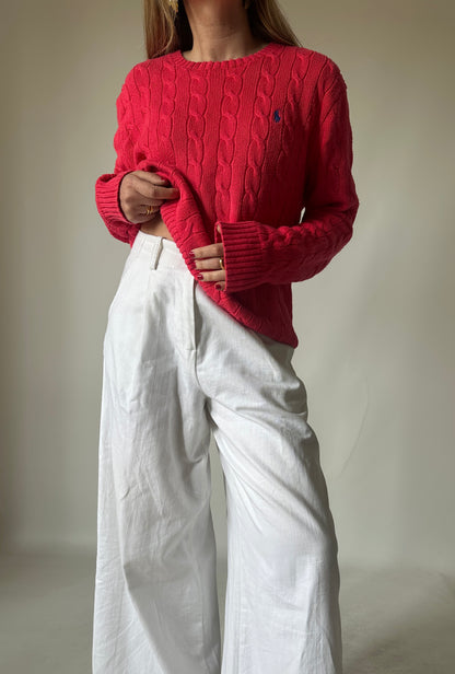 RALPH LAUREN strawberry cable-knit sweater