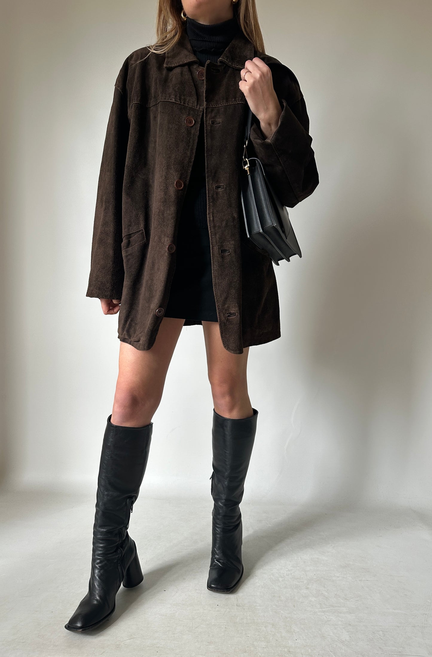 Dark chocolate real suede jacket