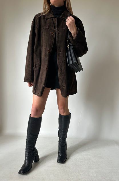 Dark chocolate real suede jacket