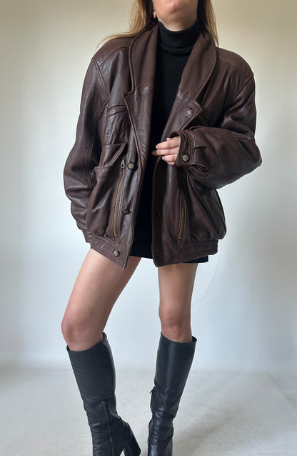 Dreamy chocolate leather bomber