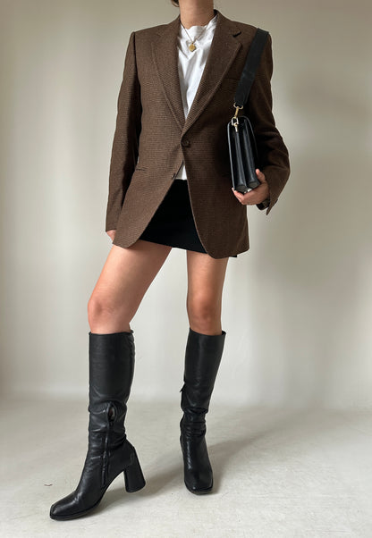 Chocolate wool petite blazer