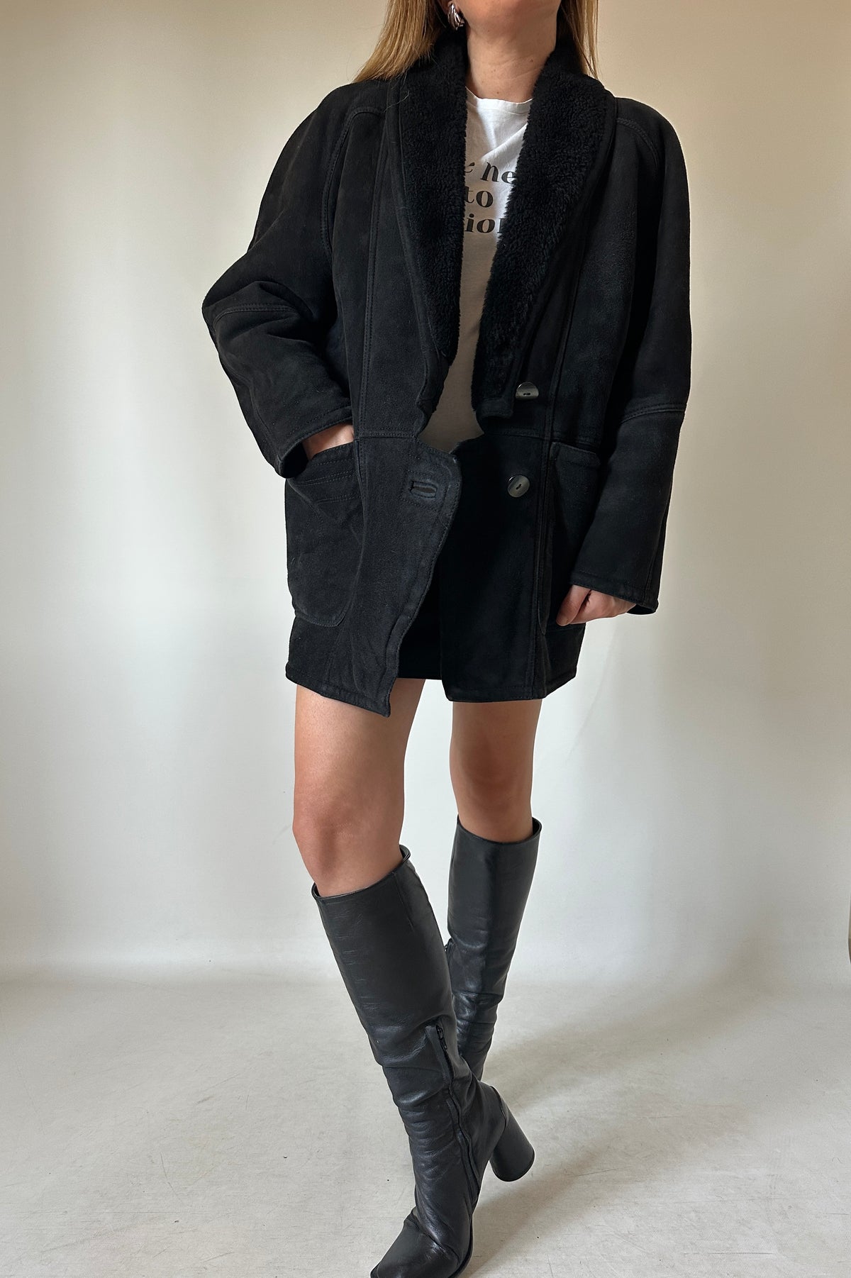Dreamy petite black Shearling