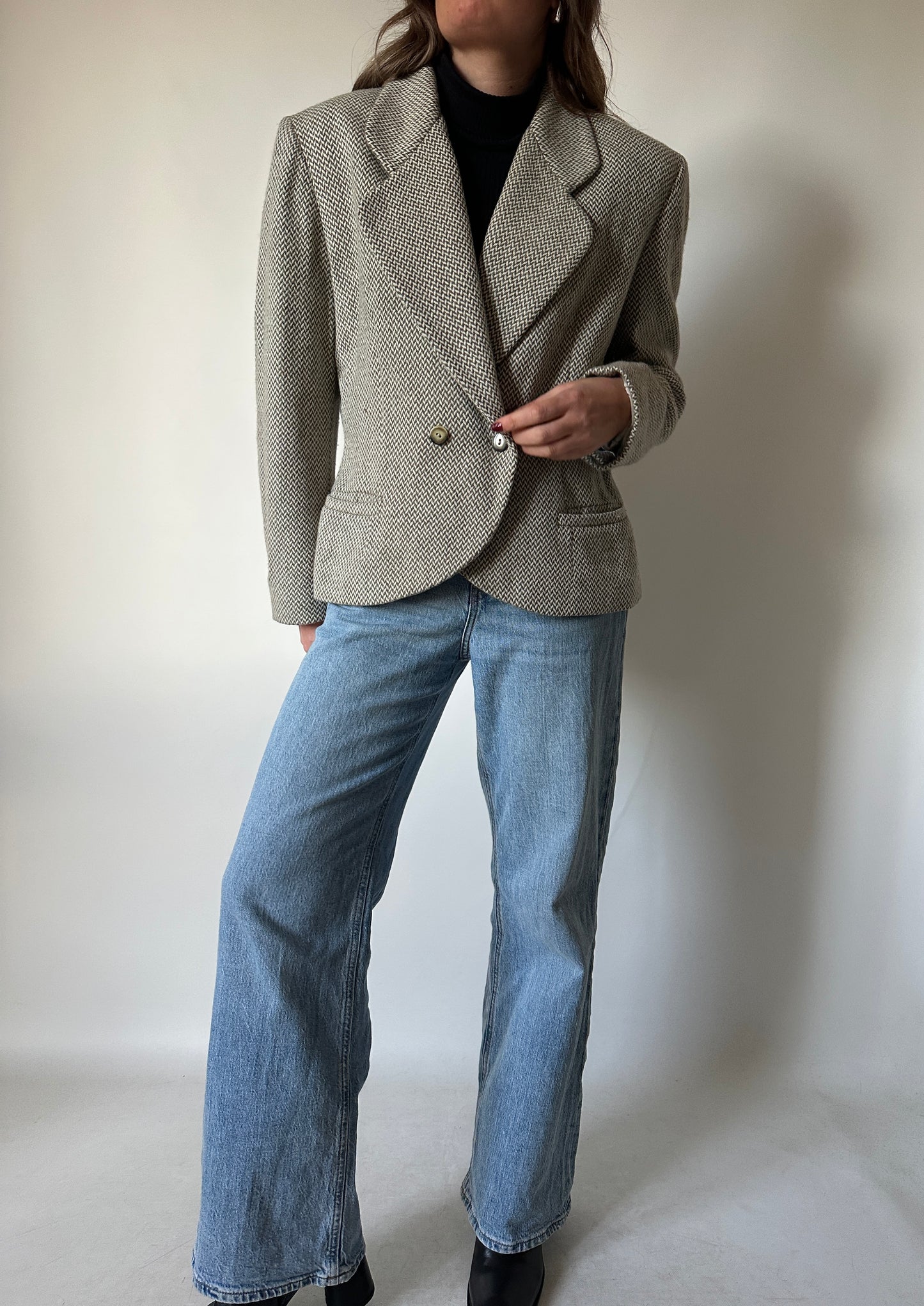 Blazer spigato in lana