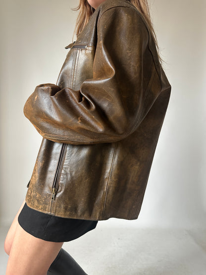 Dreamy distressed rusted leather biker