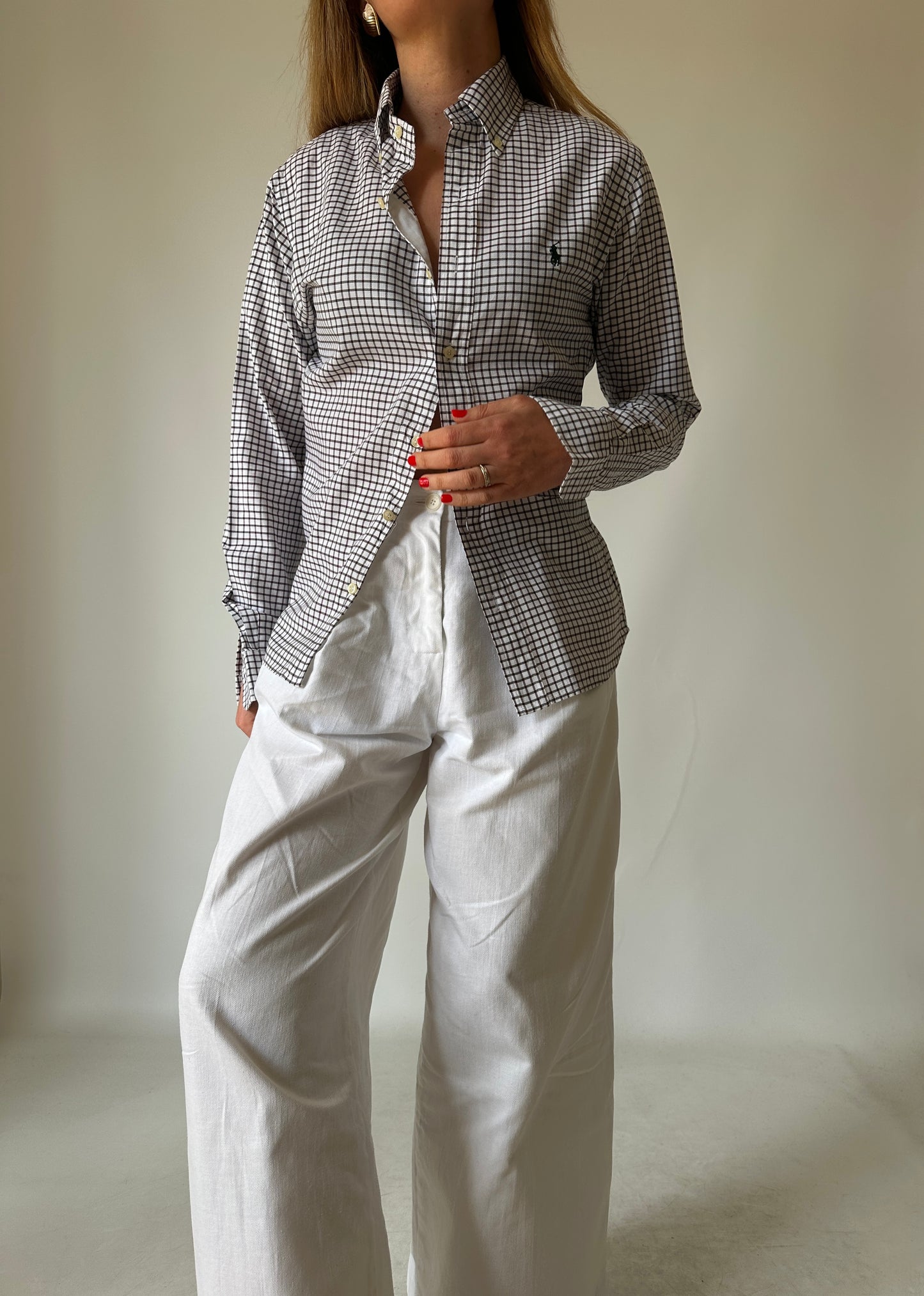 RALPH LAUREN brown vichy shirt