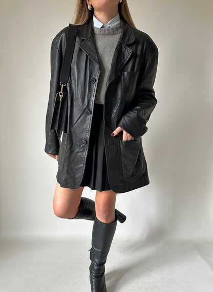 Minimal spring leather jacket