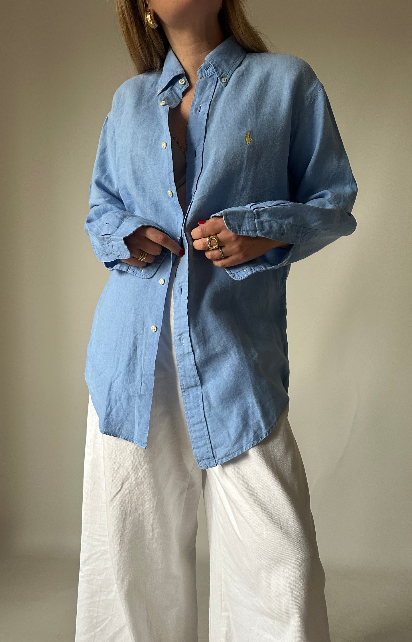 RALPH LAUREN blue linen shirt
