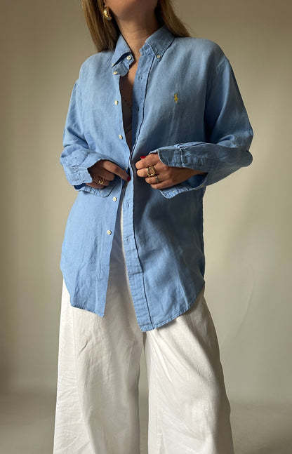 RALPH LAUREN blue linen shirt