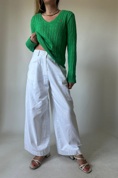 RALPH LAUREN green cable-knit sweater