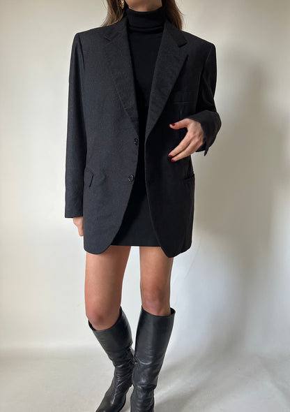 Minimal wool dark grey blazer