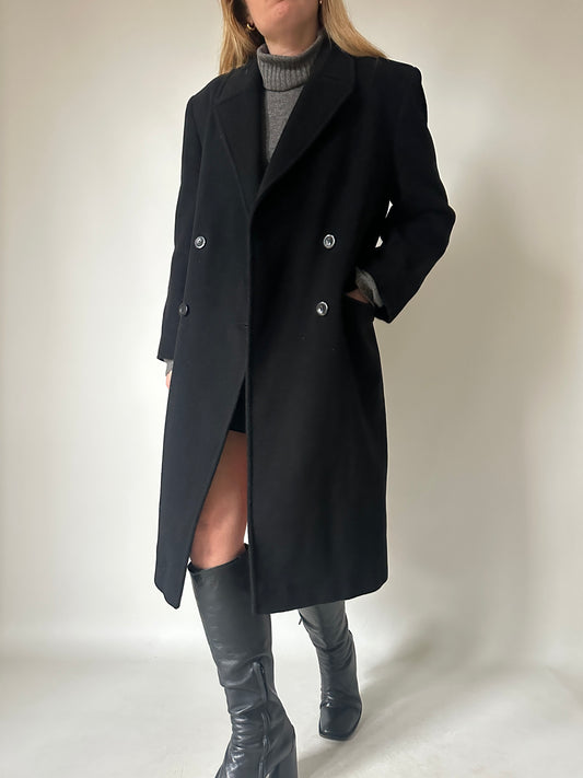Perfect double-breast wool black coat
