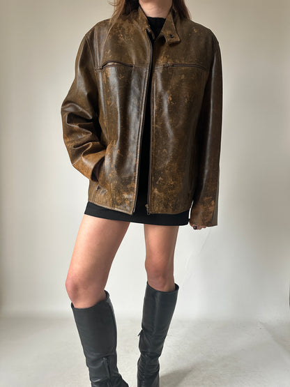 Dreamy distressed rusted leather biker