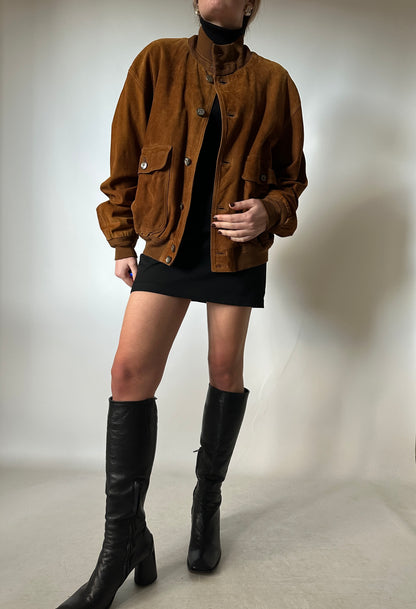 Petite suede bomber