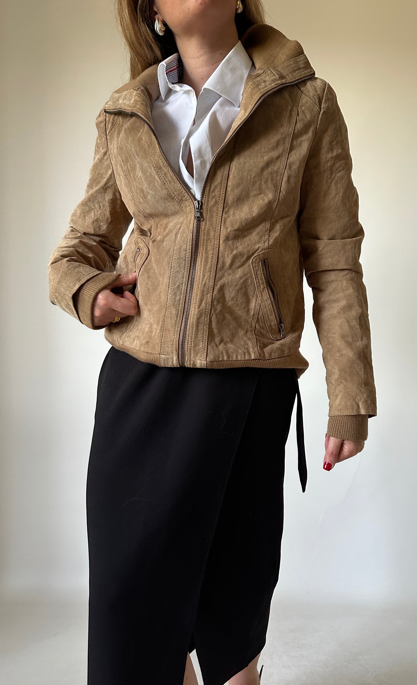 Spring petite suede bomber